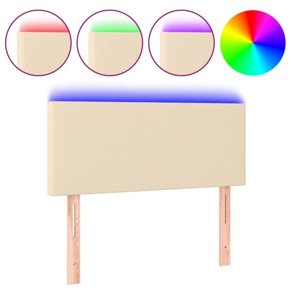 Cabecero con LED de tela color crema 100x5x78/88 cm Cabecero con LED de tela color crema 100x5x78/88 cm