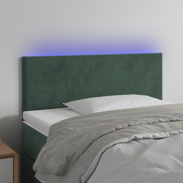 Cabecero con LED de terciopelo verde oscuro 90x5x78/88 cm Cabecero con LED de terciopelo verde oscuro 90x5x78/88 cm