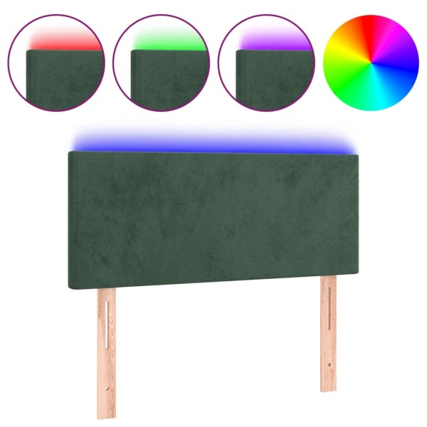 Cabecero con LED de terciopelo verde oscuro 90x5x78/88 cm Cabecero con LED de terciopelo verde oscuro 90x5x78/88 cm