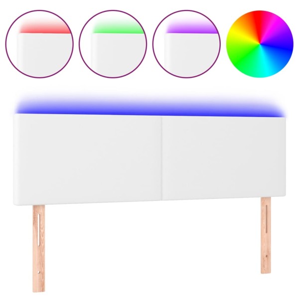 Cabecero con LED cuero sintético blanco 144x5x78/88 cm Cabecero con LED cuero sintético blanco 144x5x78/88 cm