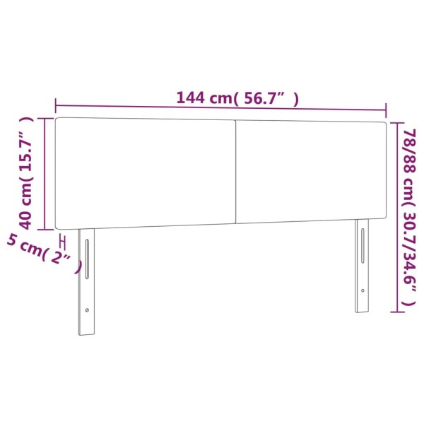 Cabecero con LED cuero sintético blanco 144x5x78/88 cm Cabecero con LED cuero sintético blanco 144x5x78/88 cm