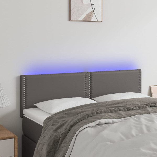 Cabecero con LED cuero sintético negro 144x5x78/88 cm Cabecero con LED cuero sintético negro 144x5x78/88 cm