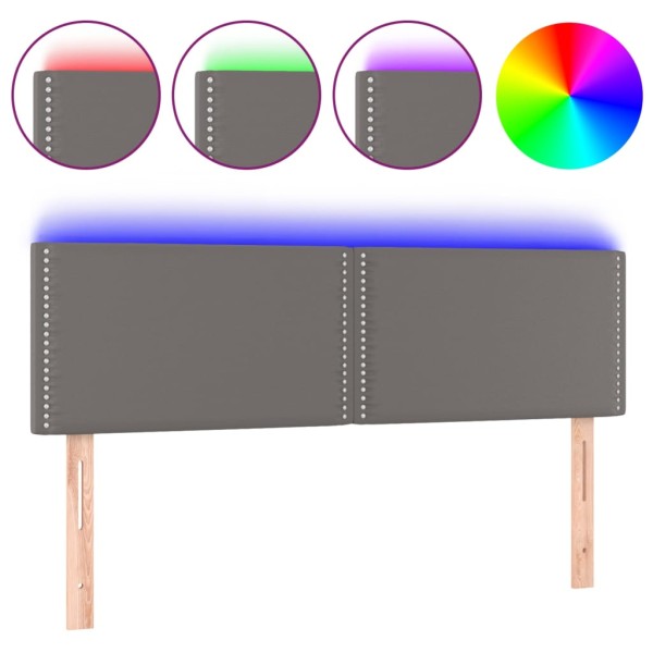 Cabecero con LED cuero sintético negro 144x5x78/88 cm Cabecero con LED cuero sintético negro 144x5x78/88 cm