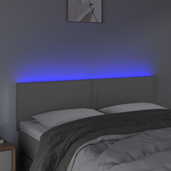Cabecero con LED cuero sintético negro 144x5x78/88 cm Cabecero con LED cuero sintético negro 144x5x78/88 cm