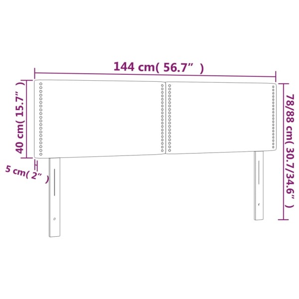 Cabecero con LED cuero sintético negro 144x5x78/88 cm Cabecero con LED cuero sintético negro 144x5x78/88 cm