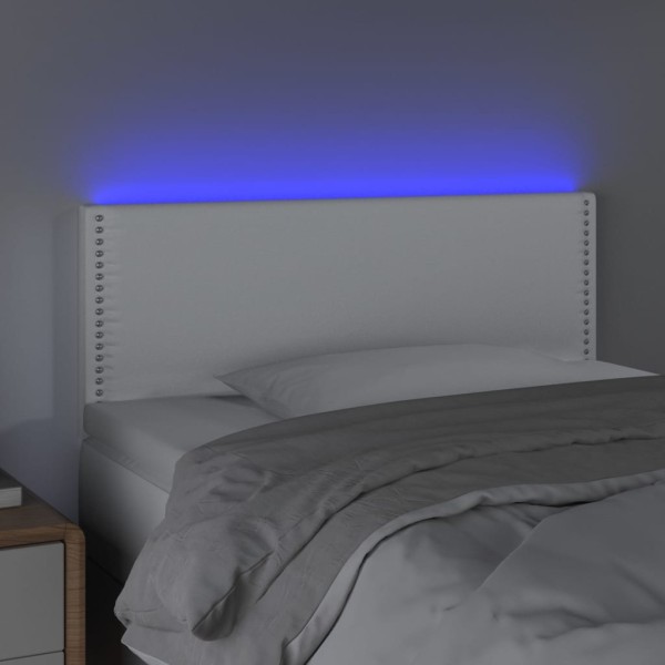 Cabecero con LED cuero sintético blanco 90x5x78/88 cm Cabecero con LED cuero sintético blanco 90x5x78/88 cm