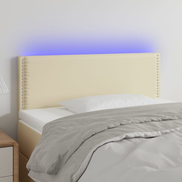 Cabecero con LED cuero sintético color crema 100x5x78/88 cm Cabecero con LED cuero sintético color crema 100x5x78/88 cm