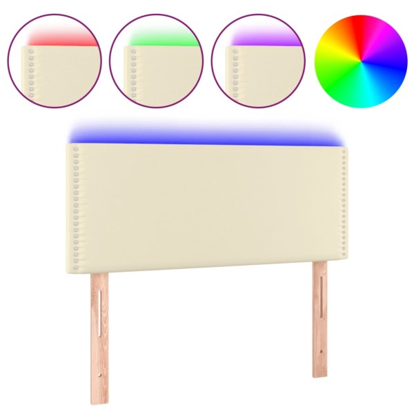 Cabecero con LED cuero sintético color crema 100x5x78/88 cm Cabecero con LED cuero sintético color crema 100x5x78/88 cm