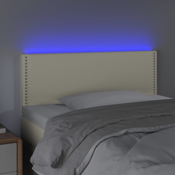 Cabecero con LED cuero sintético color crema 100x5x78/88 cm Cabecero con LED cuero sintético color crema 100x5x78/88 cm
