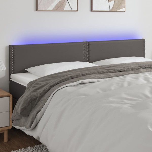 Cabecero con LED cuero sintético gris 160x5x78/88 cm Cabecero con LED cuero sintético gris 160x5x78/88 cm