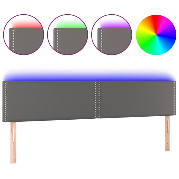 Cabecero con LED cuero sintético gris 160x5x78/88 cm Cabecero con LED cuero sintético gris 160x5x78/88 cm