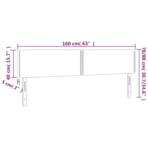 Cabecero con LED cuero sintético gris 160x5x78/88 cm Cabecero con LED cuero sintético gris 160x5x78/88 cm
