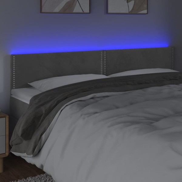 Cabecero con LED de terciopelo gris claro 180x5x78/88 cm Cabecero con LED de terciopelo gris claro 180x5x78/88 cm