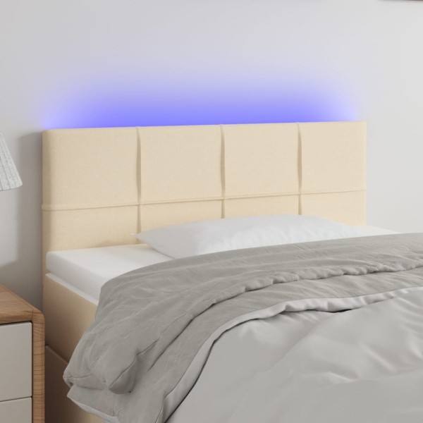 Cabecero con LED de tela color crema 80x5x78/88 cm Cabecero con LED de tela color crema 80x5x78/88 cm