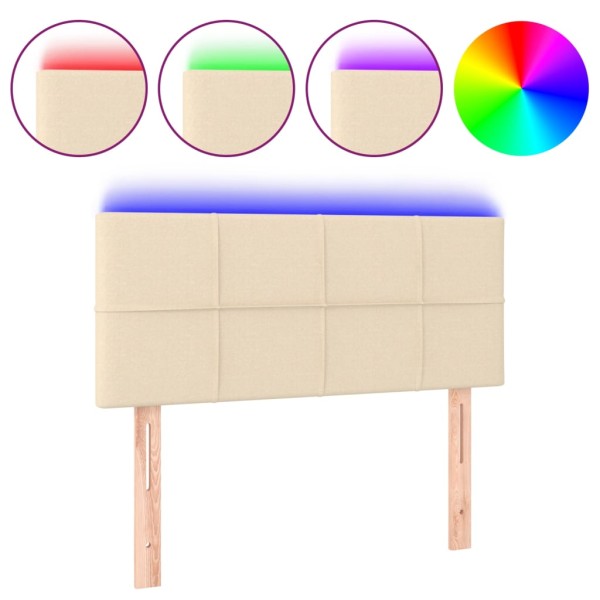 Cabecero con LED de tela color crema 80x5x78/88 cm Cabecero con LED de tela color crema 80x5x78/88 cm