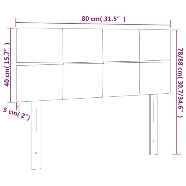Cabecero con LED de tela color crema 80x5x78/88 cm Cabecero con LED de tela color crema 80x5x78/88 cm