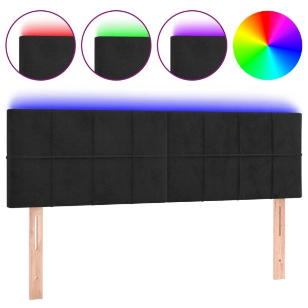 Cabecero con LED de terciopelo negro 144x5x78/88 cm Cabecero con LED de terciopelo negro 144x5x78/88 cm