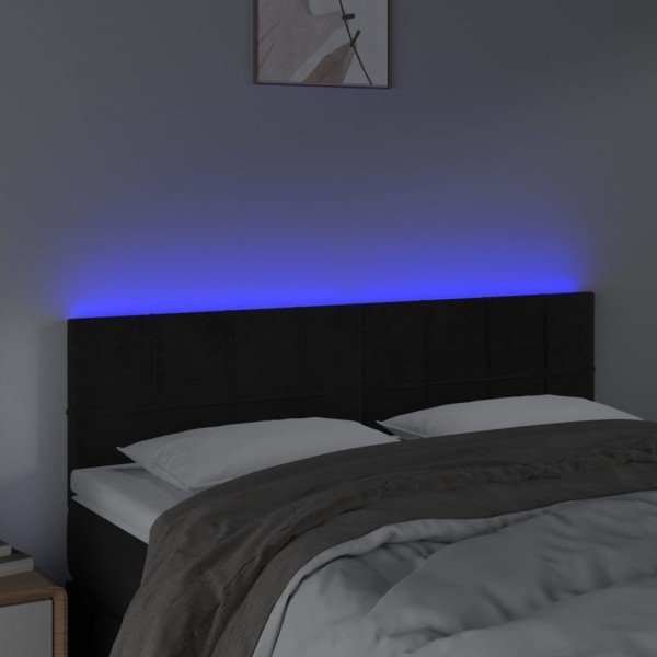 Cabecero con LED de terciopelo negro 144x5x78/88 cm Cabecero con LED de terciopelo negro 144x5x78/88 cm