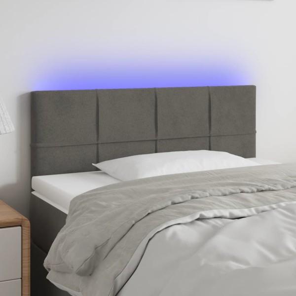 Cabecero con LED de terciopelo gris oscuro 80x5x78/88 cm Cabecero con LED de terciopelo gris oscuro 80x5x78/88 cm