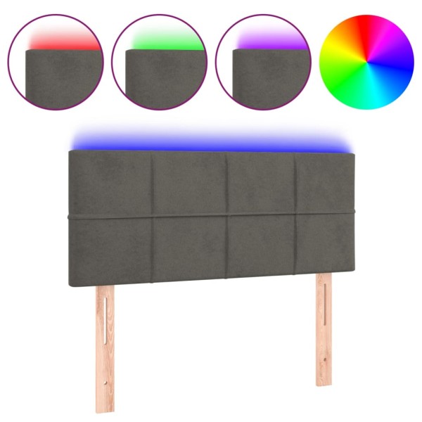 Cabecero con LED de terciopelo gris oscuro 80x5x78/88 cm Cabecero con LED de terciopelo gris oscuro 80x5x78/88 cm