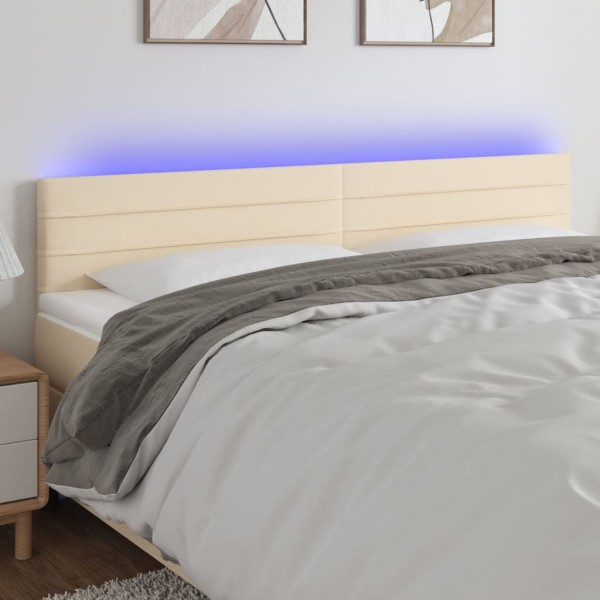 Cabecero con LED de tela color crema 180x5x78/88 cm Cabecero con LED de tela color crema 180x5x78/88 cm