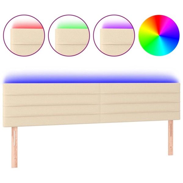 Cabecero con LED de tela color crema 180x5x78/88 cm Cabecero con LED de tela color crema 180x5x78/88 cm