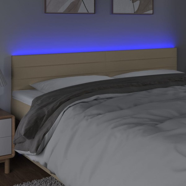 Cabecero con LED de tela color crema 180x5x78/88 cm Cabecero con LED de tela color crema 180x5x78/88 cm
