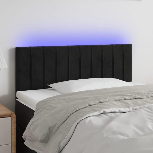 Cabecero con LED de terciopelo negro 80x5x78/88 cm Cabecero con LED de terciopelo negro 80x5x78/88 cm