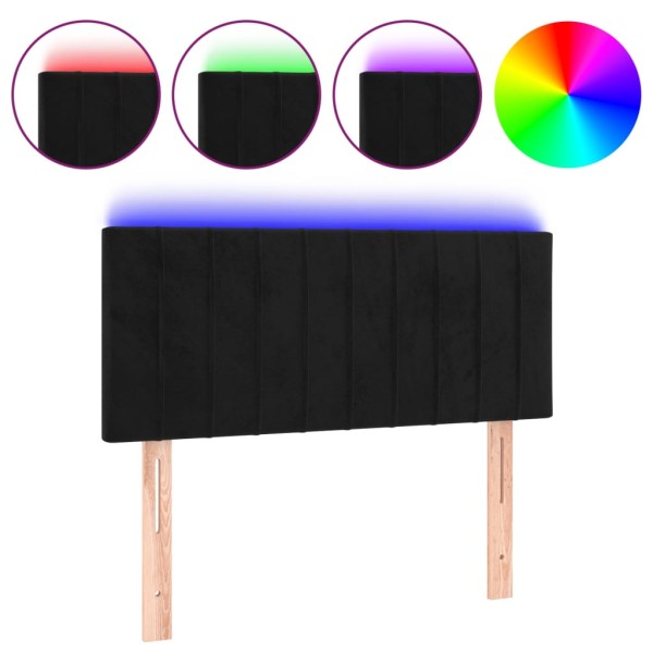 Cabecero con LED de terciopelo negro 80x5x78/88 cm Cabecero con LED de terciopelo negro 80x5x78/88 cm