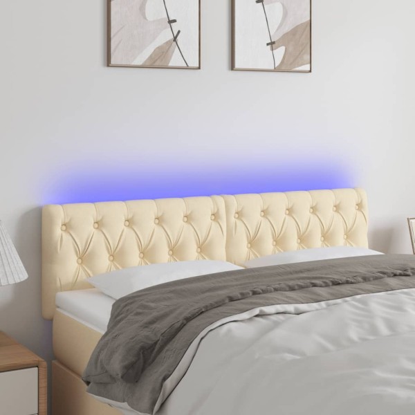 Cabecero con LED de tela color crema 144x7x78/88 cm Cabecero con LED de tela color crema 144x7x78/88 cm