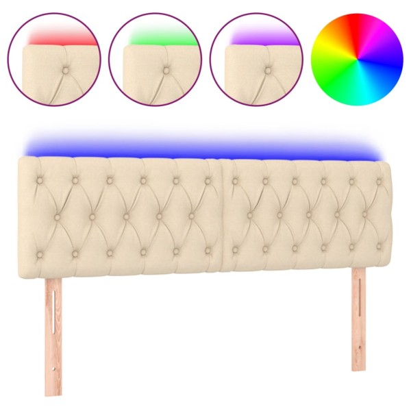 Cabecero con LED de tela color crema 144x7x78/88 cm Cabecero con LED de tela color crema 144x7x78/88 cm