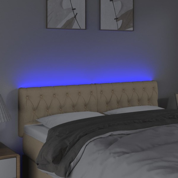 Cabecero con LED de tela color crema 144x7x78/88 cm Cabecero con LED de tela color crema 144x7x78/88 cm