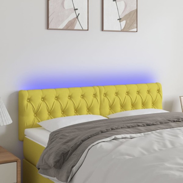 Cabecero con LED de tela verde 144x7x78/88 cm Cabecero con LED de tela verde 144x7x78/88 cm