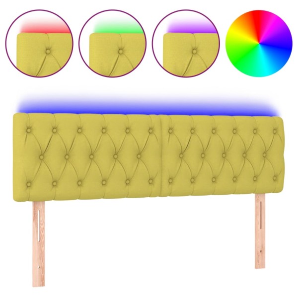 Cabecero con LED de tela verde 144x7x78/88 cm Cabecero con LED de tela verde 144x7x78/88 cm