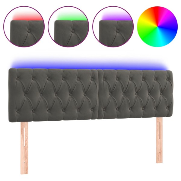 Cabecero con LED de terciopelo gris oscuro 160x7x78/88 cm Cabecero con LED de terciopelo gris oscuro 160x7x78/88 cm