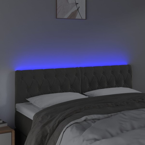 Cabecero con LED de terciopelo gris oscuro 160x7x78/88 cm Cabecero con LED de terciopelo gris oscuro 160x7x78/88 cm