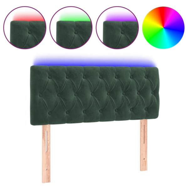 Cabecero con LED de terciopelo verde oscuro 100x7x78/88 cm Cabecero con LED de terciopelo verde oscuro 100x7x78/88 cm