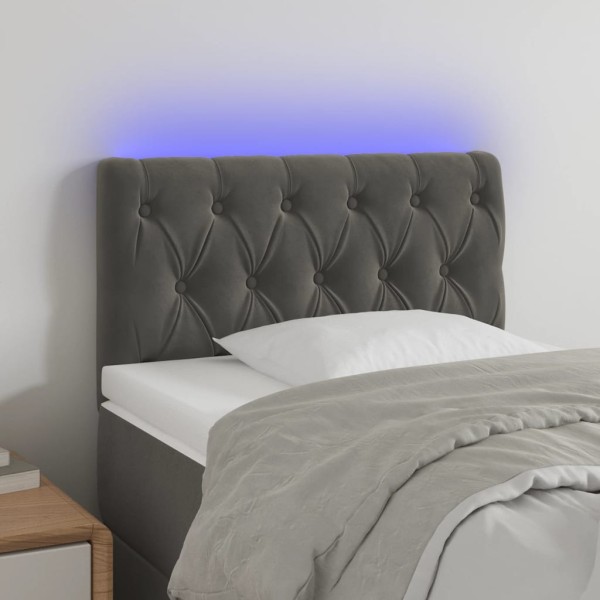 Cabecero con LED de terciopelo gris oscuro 80x7x78/88 cm Cabecero con LED de terciopelo gris oscuro 80x7x78/88 cm