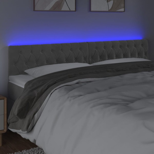 Cabecero con LED de terciopelo gris claro 180x7x78/88 cm Cabecero con LED de terciopelo gris claro 180x7x78/88 cm