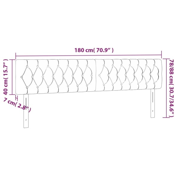 Cabecero con LED de terciopelo gris claro 180x7x78/88 cm Cabecero con LED de terciopelo gris claro 180x7x78/88 cm