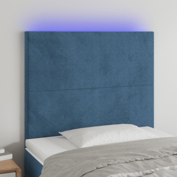 Cabecero con luces LED terciopelo azul oscuro 100x5x118/128 cm Cabecero con luces LED terciopelo azul oscuro 100x5x118/128 cm