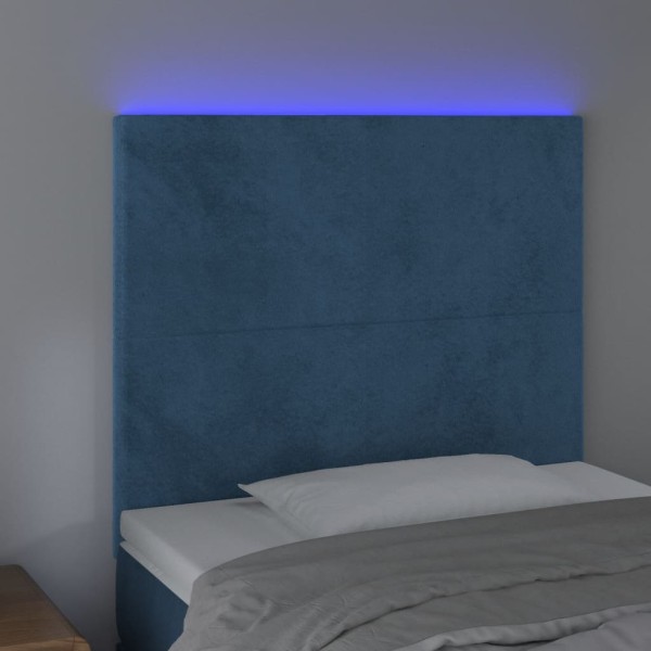 Cabecero con luces LED terciopelo azul oscuro 100x5x118/128 cm Cabecero con luces LED terciopelo azul oscuro 100x5x118/128 cm