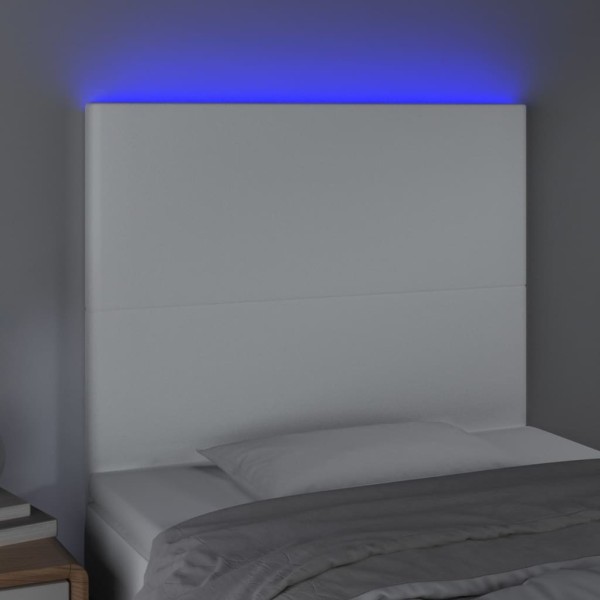 Cabecero con luces LED cuero sintético blanco 90x5x118/128 cm Cabecero con luces LED cuero sintético blanco 90x5x118/128 cm