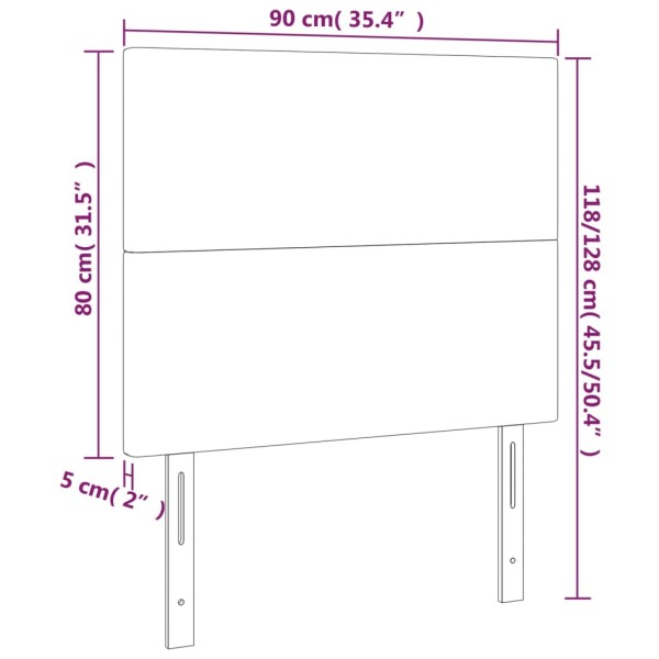 Cabecero con luces LED cuero sintético blanco 90x5x118/128 cm Cabecero con luces LED cuero sintético blanco 90x5x118/128 cm