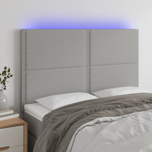 Cabecero con luces LED tela gris claro 144x5x118/128 cm Cabecero con luces LED tela gris claro 144x5x118/128 cm