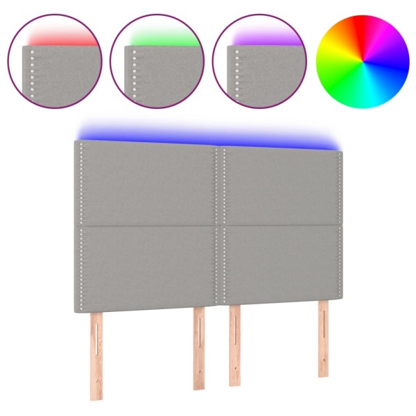 Cabecero con luces LED tela gris claro 144x5x118/128 cm Cabecero con luces LED tela gris claro 144x5x118/128 cm