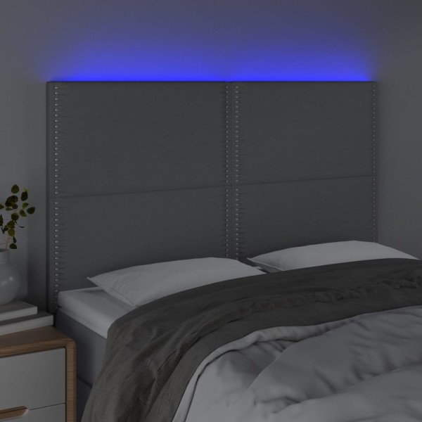 Cabecero con luces LED tela gris claro 144x5x118/128 cm Cabecero con luces LED tela gris claro 144x5x118/128 cm
