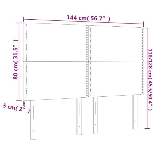 Cabecero con luces LED tela gris claro 144x5x118/128 cm Cabecero con luces LED tela gris claro 144x5x118/128 cm