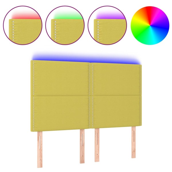 Cabecero con luces LED tela verde 144x5x118/128 cm Cabecero con luces LED tela verde 144x5x118/128 cm
