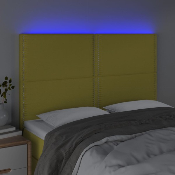 Cabecero con luces LED tela verde 144x5x118/128 cm Cabecero con luces LED tela verde 144x5x118/128 cm